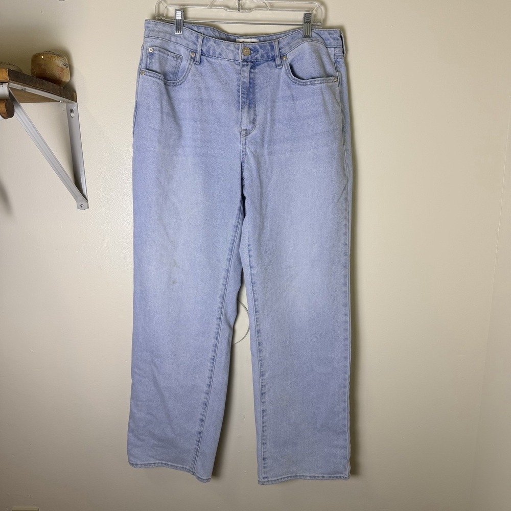 Seven7 Womens Jeans 10 Loose Straight Leg Light Wash
